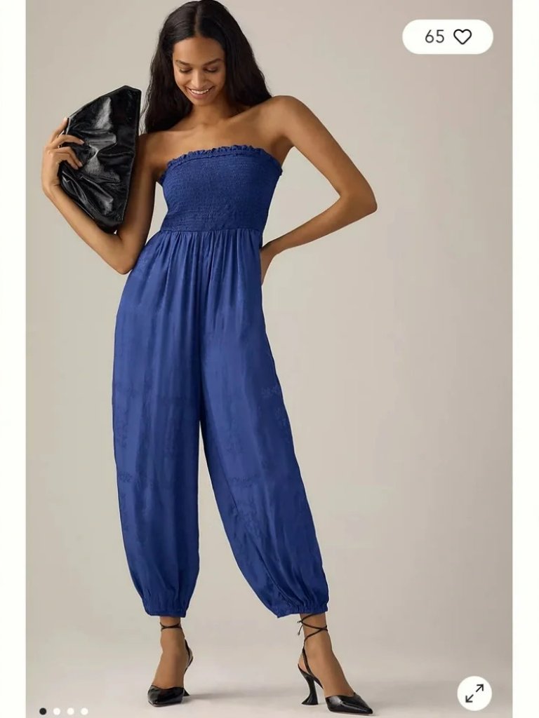 Nwt By Anthropologie Silky Jacquard Balloon Jumpsuit. Sz S